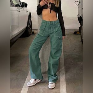Princess Polly Miami Vice Green Baggy Cargo Pants (NEVER WORN)